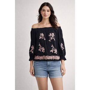 American Eagle Off Shoulder Embroidered Floral Boho Top Small